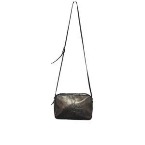 Yves Saint Laurent Metallic Black Leather Crossbody Camera Bag